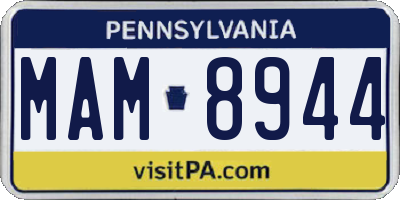 PA license plate MAM8944