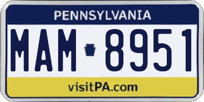 PA license plate MAM8951