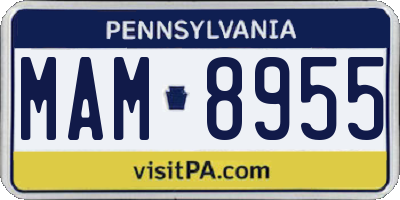 PA license plate MAM8955