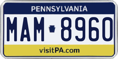 PA license plate MAM8960