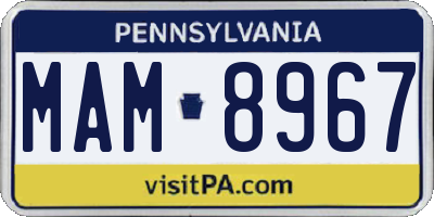 PA license plate MAM8967