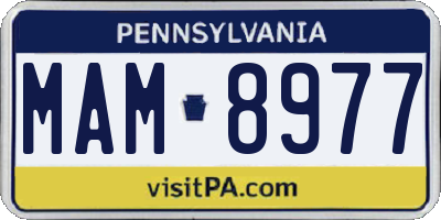 PA license plate MAM8977
