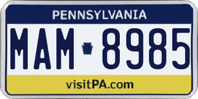 PA license plate MAM8985