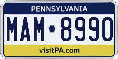 PA license plate MAM8990