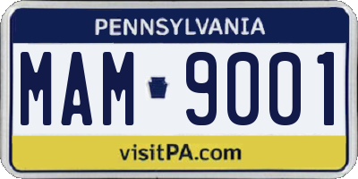 PA license plate MAM9001