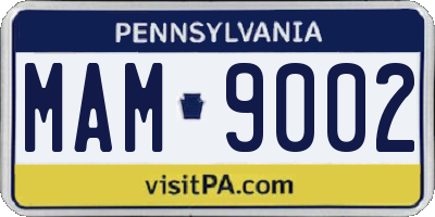 PA license plate MAM9002