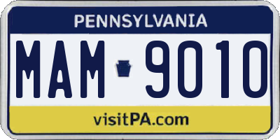 PA license plate MAM9010