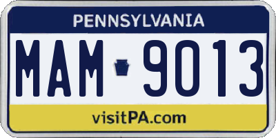 PA license plate MAM9013