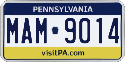PA license plate MAM9014