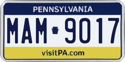 PA license plate MAM9017