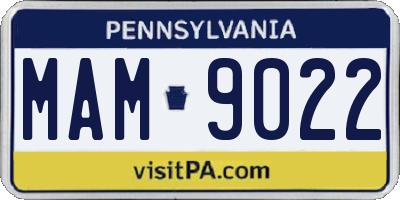 PA license plate MAM9022