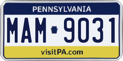 PA license plate MAM9031