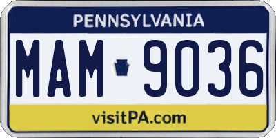 PA license plate MAM9036
