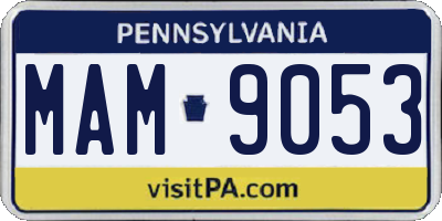 PA license plate MAM9053