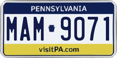 PA license plate MAM9071