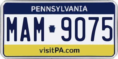 PA license plate MAM9075
