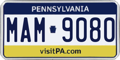 PA license plate MAM9080