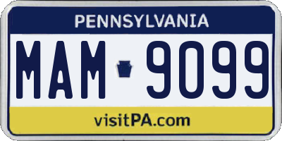 PA license plate MAM9099