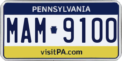 PA license plate MAM9100
