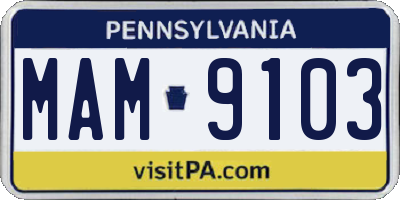 PA license plate MAM9103