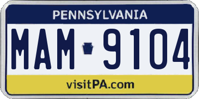 PA license plate MAM9104
