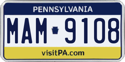 PA license plate MAM9108