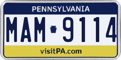 PA license plate MAM9114