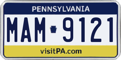 PA license plate MAM9121