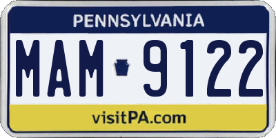 PA license plate MAM9122