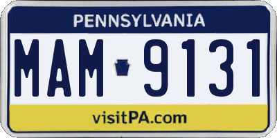 PA license plate MAM9131