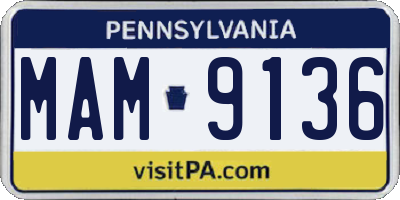 PA license plate MAM9136