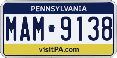 PA license plate MAM9138