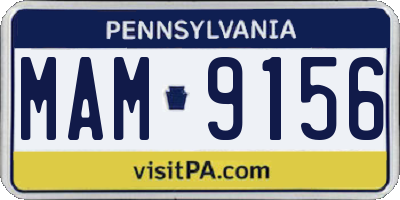 PA license plate MAM9156