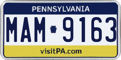 PA license plate MAM9163