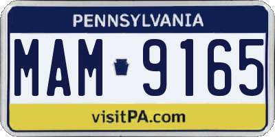 PA license plate MAM9165