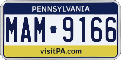 PA license plate MAM9166