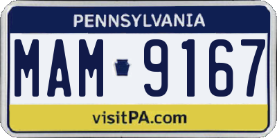 PA license plate MAM9167