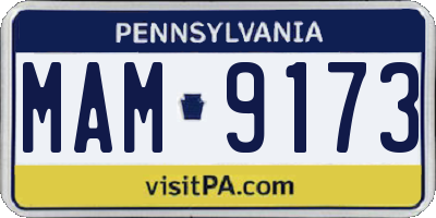 PA license plate MAM9173