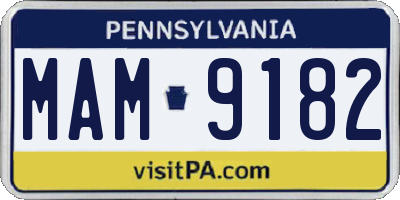 PA license plate MAM9182