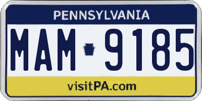 PA license plate MAM9185