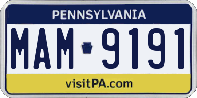 PA license plate MAM9191