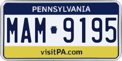 PA license plate MAM9195