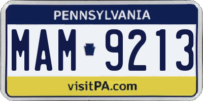 PA license plate MAM9213
