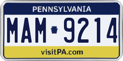 PA license plate MAM9214