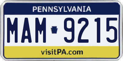 PA license plate MAM9215