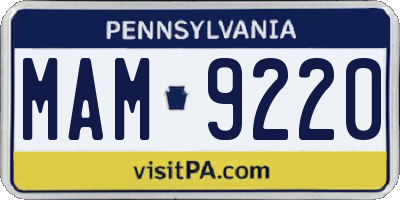 PA license plate MAM9220