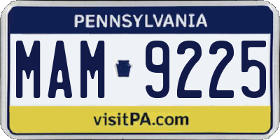 PA license plate MAM9225