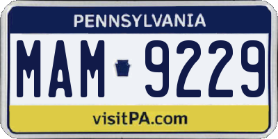 PA license plate MAM9229