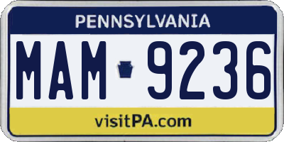 PA license plate MAM9236