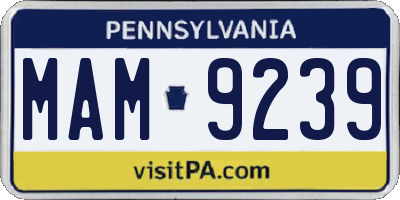 PA license plate MAM9239